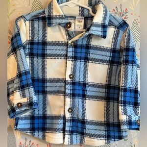 Carters 18 Month Blue Plaid Fleece Cozy Shacket (Shirt/Jacket) - BNWT